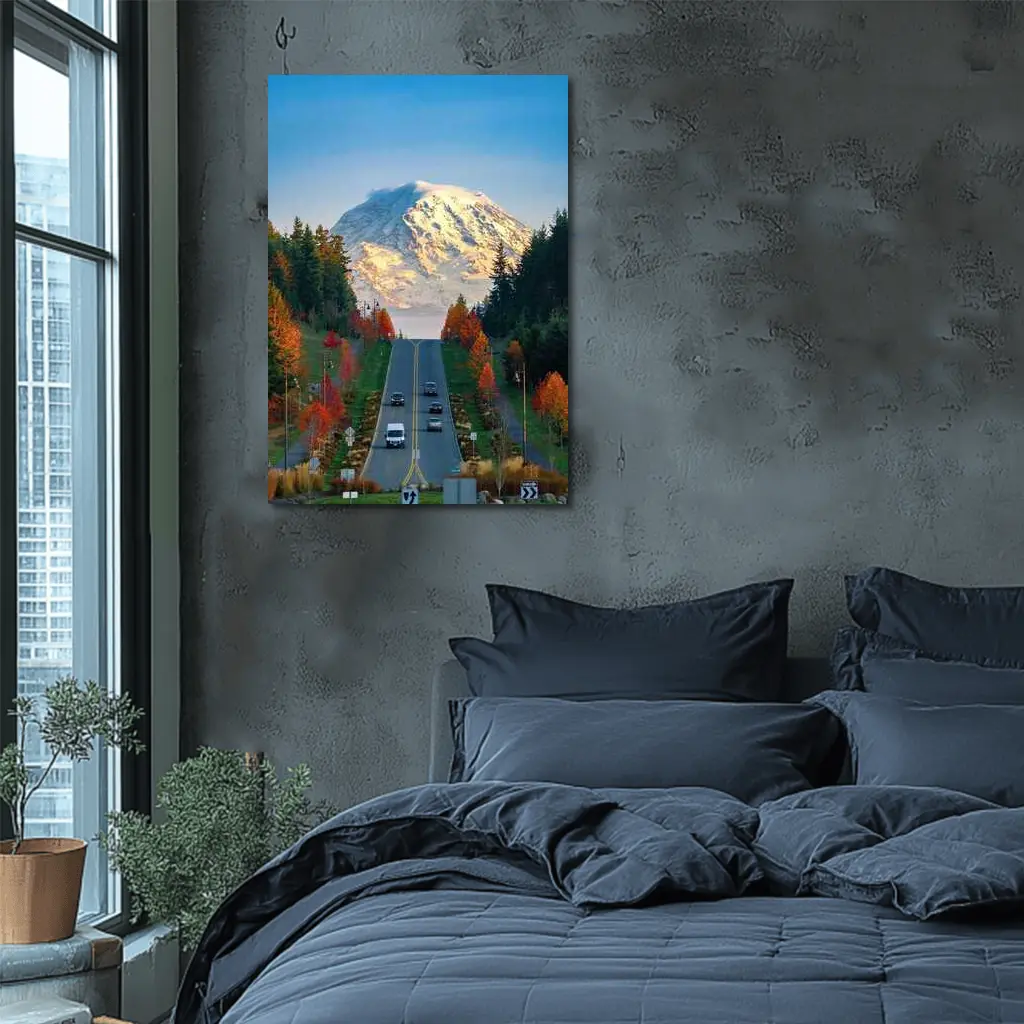 Mount Rainier Road Autumn Trees Washington – Wall Art