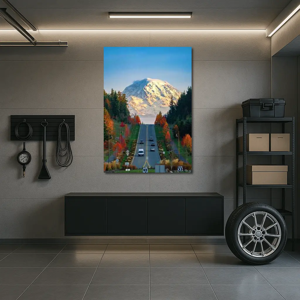 Mount Rainier Road Autumn Trees Washington – Wall Art