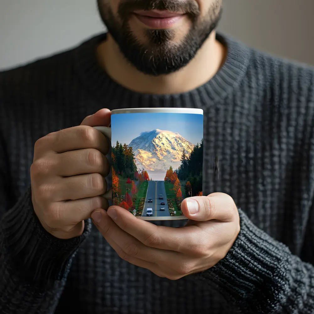 Mount Rainier Road Autumn Trees Washington – Mugs