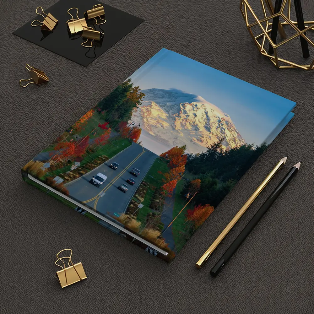 Mount Rainier Road Autumn Trees Washington – Notebooks