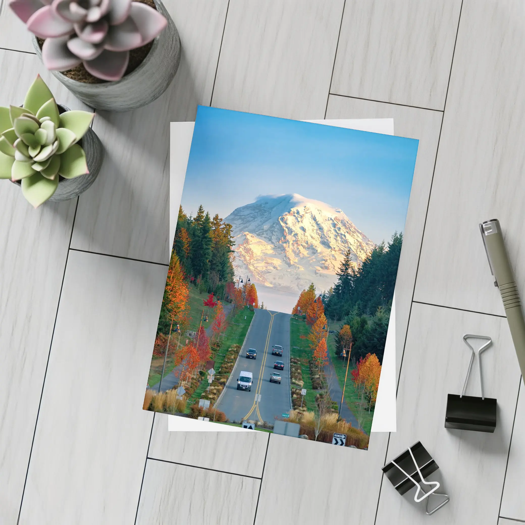 Mount Rainier Road Autumn Trees Washington – Postcards