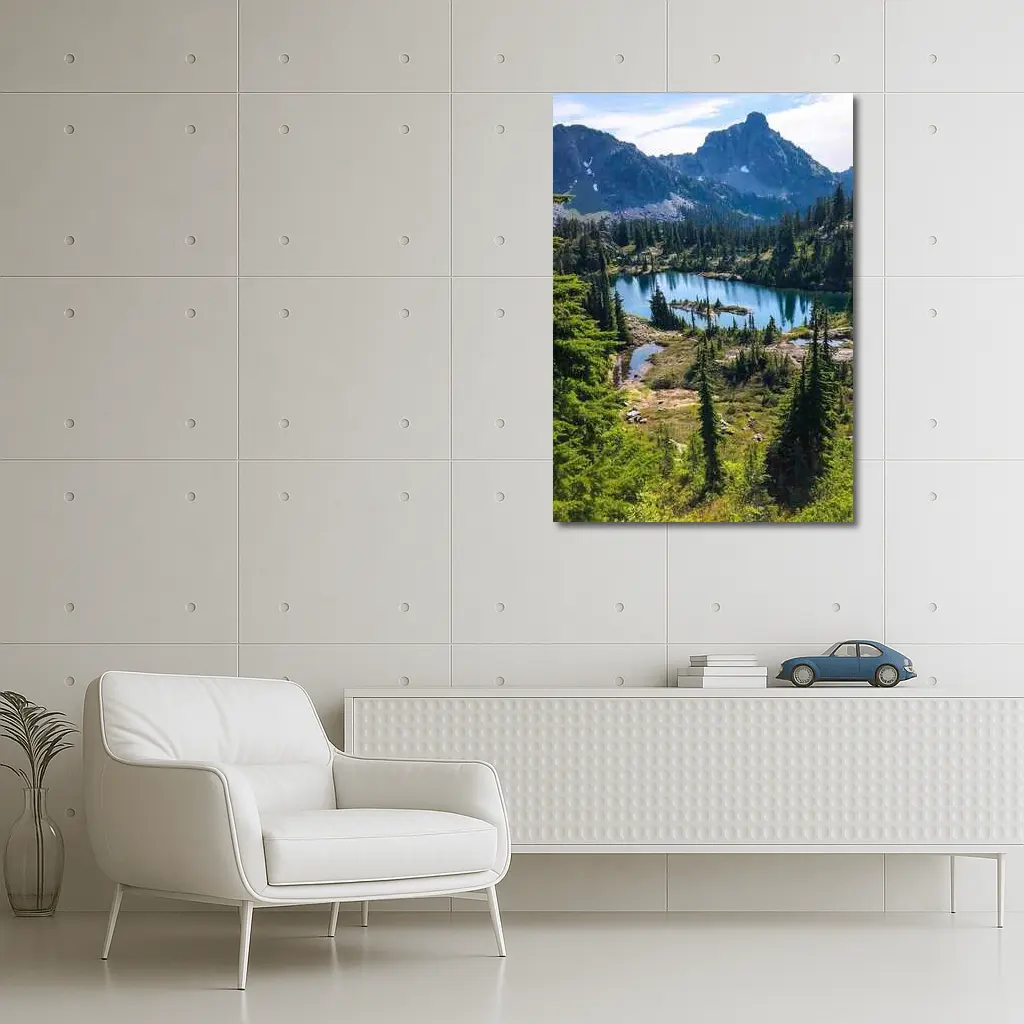 Alpine Lake Mountains Pine Forest Landscape – Wall Art