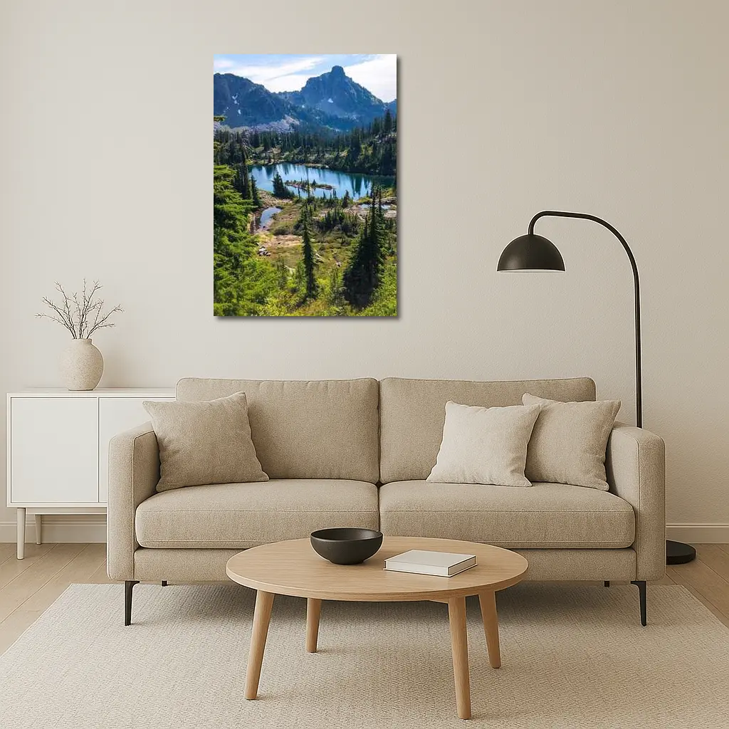 Alpine Lake Mountains Pine Forest Landscape – Wall Art