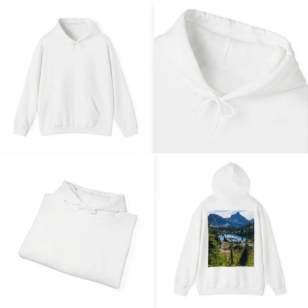 Alpine Lake Mountains Pine Forest Landscape – Hoodies
