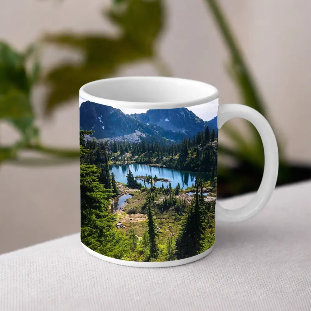 Alpine Lake Mountains Pine Forest Landscape – Mugs