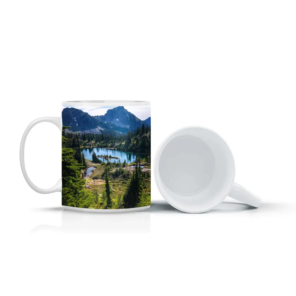 Alpine Lake Mountains Pine Forest Landscape – Mugs