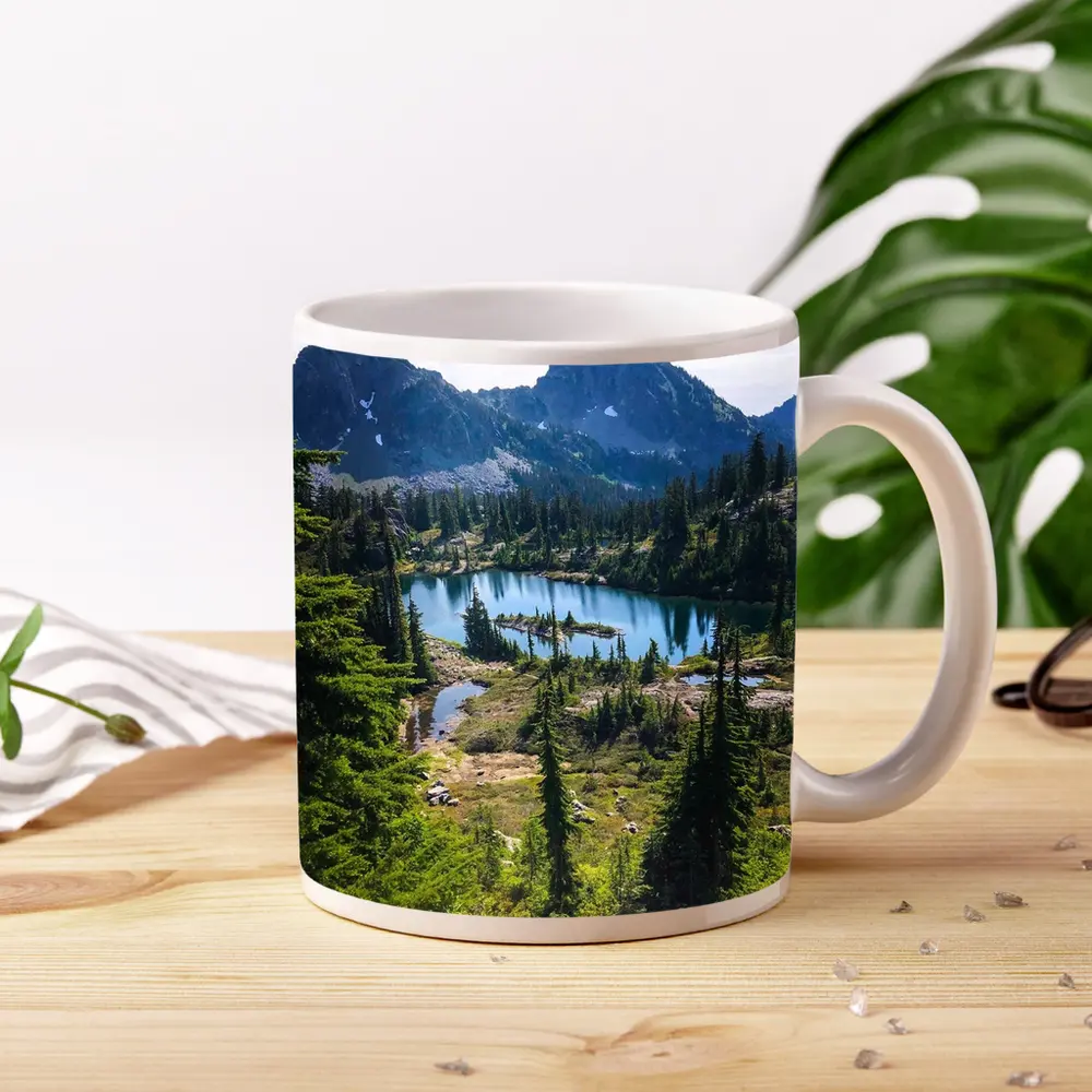 Alpine Lake Mountains Pine Forest Landscape – Mugs