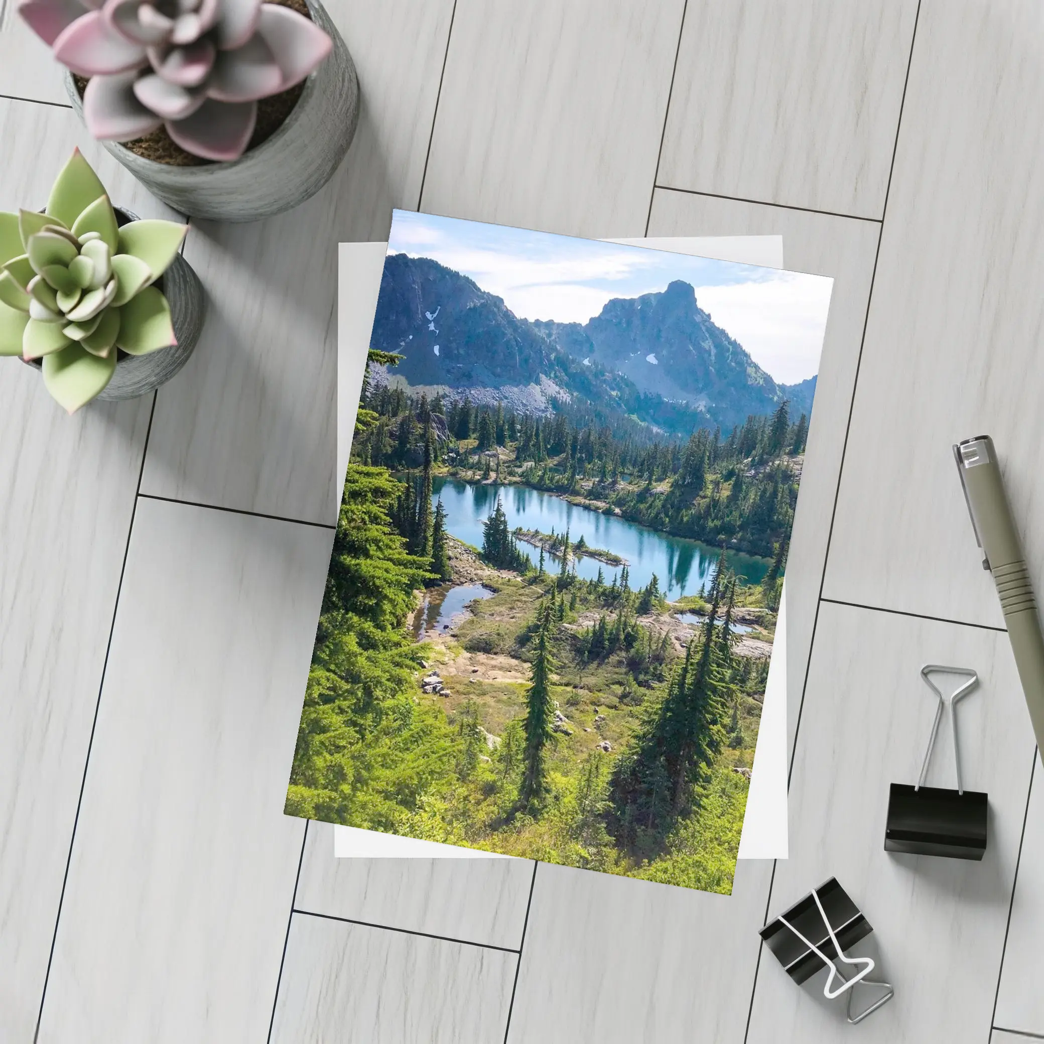 Alpine Lake Mountains Pine Forest Landscape – Postcards