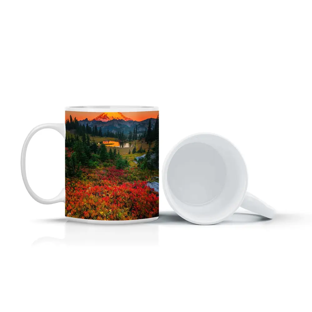 Mount Rainier Autumn Sunset Alpine Meadow – Mugs