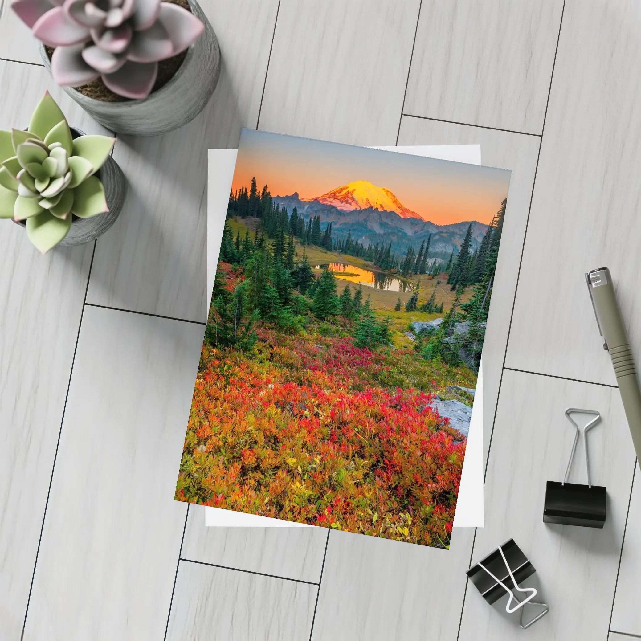 Mount Rainier Autumn Sunset Alpine Meadow – Postcards