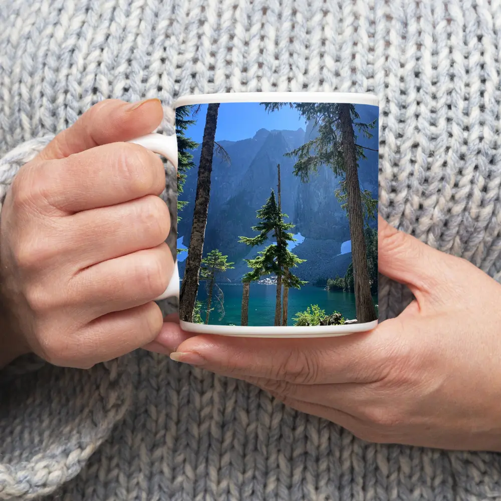 Alpine Lake Through Pine Trees Mountain – Mugs