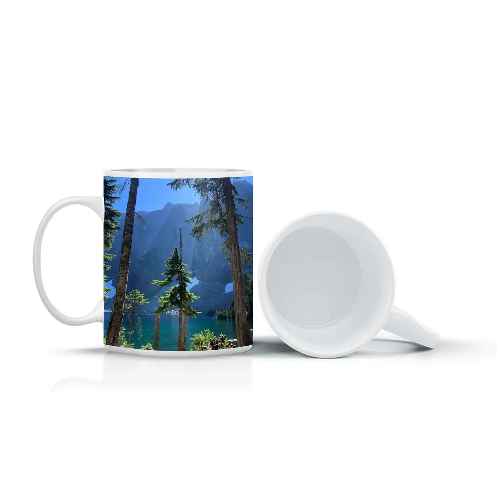 Alpine Lake Through Pine Trees Mountain – Mugs