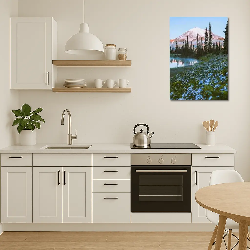 Mount Rainier Blue Wildflowers Alpine Lake – Wall Art