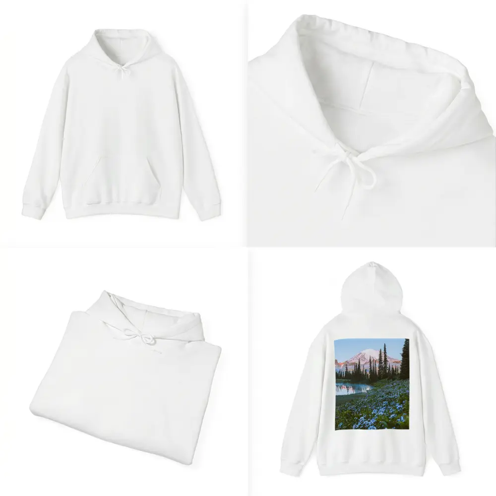 Mount Rainier Blue Wildflowers Alpine Lake – Hoodies