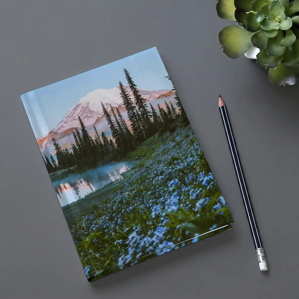 Mount Rainier Blue Wildflowers Alpine Lake – Notebooks