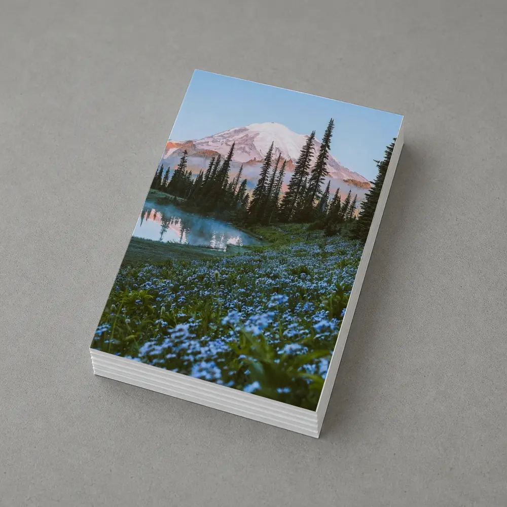 Mount Rainier Blue Wildflowers Alpine Lake – Postcards