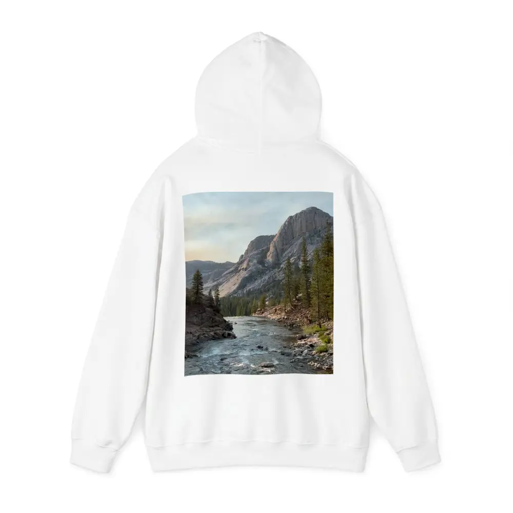 Mountain River Valley Pine Trees Landscape – Hoodies