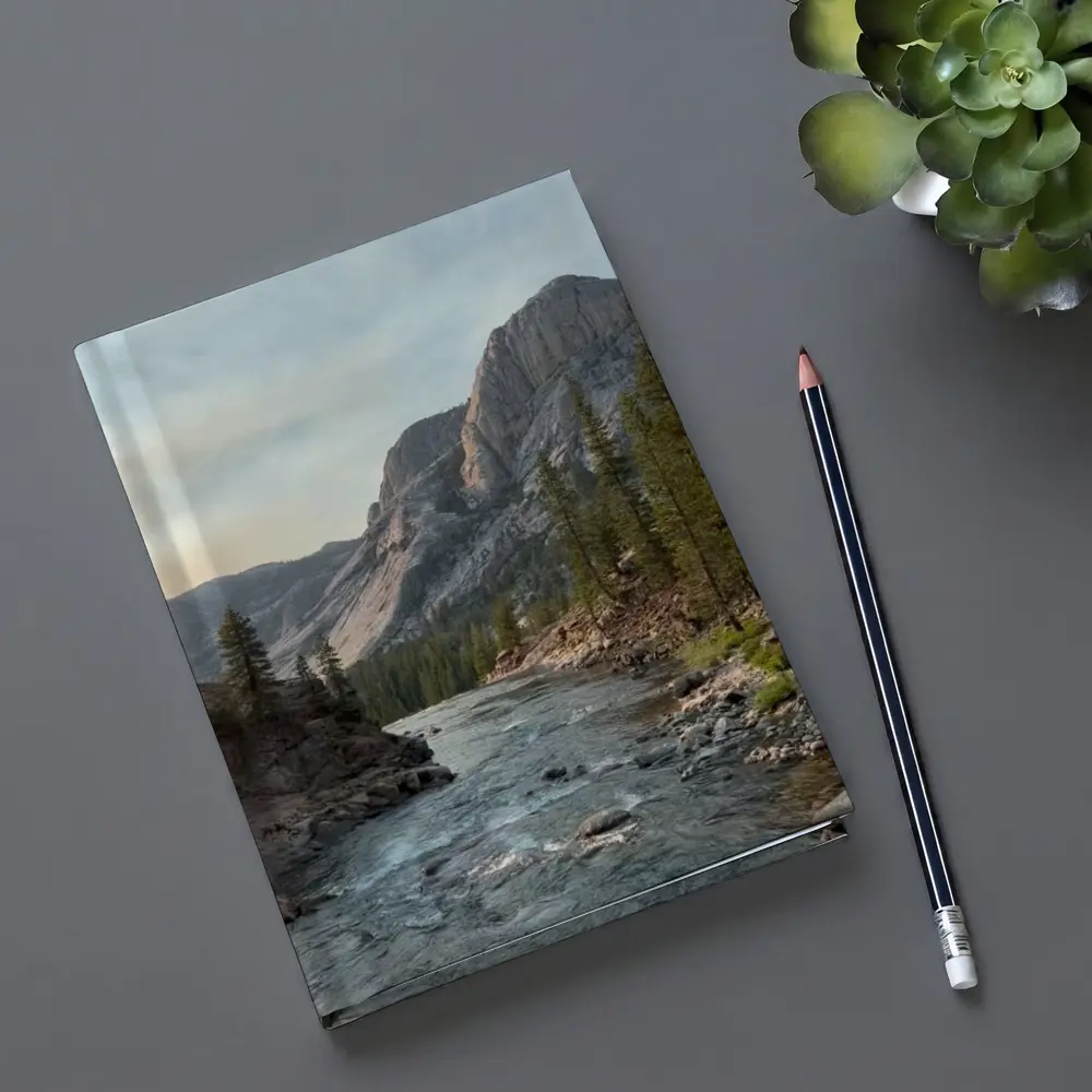 Mountain River Valley Pine Trees Landscape – Notebooks
