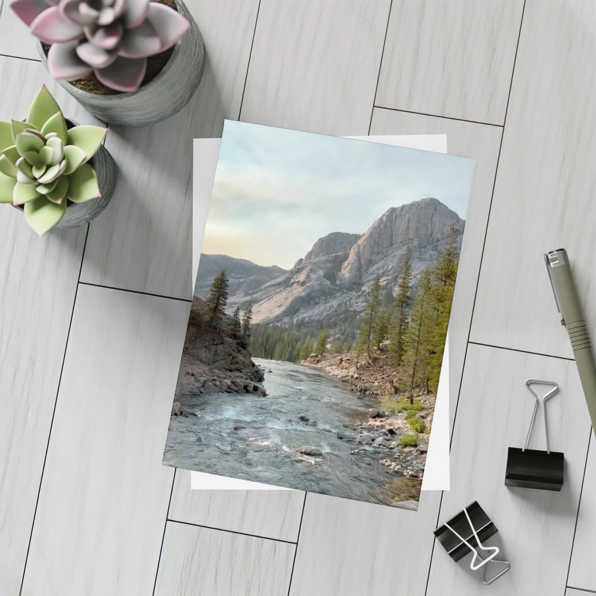 Mountain River Valley Pine Trees Landscape – Postcards
