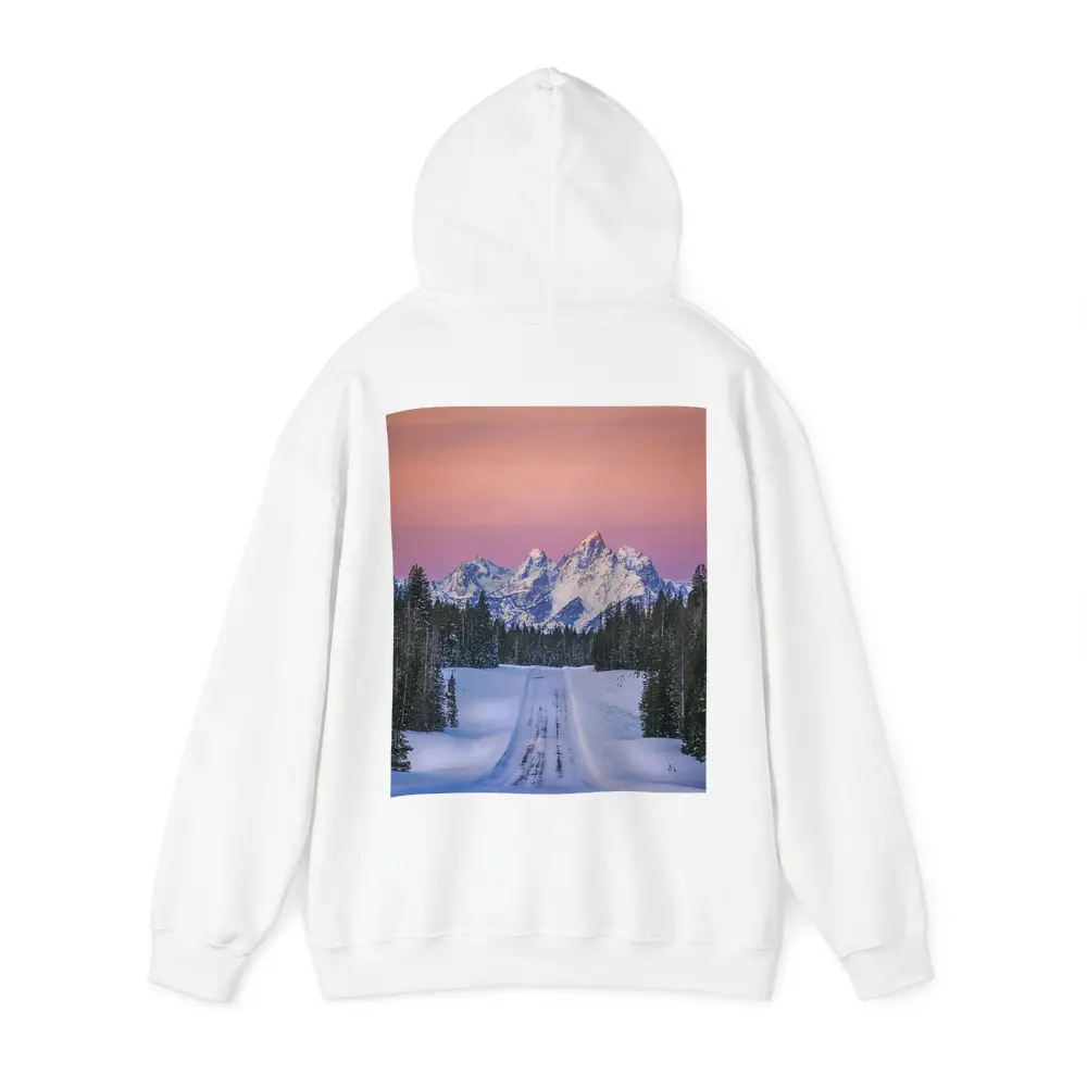 Snow Road Grand Teton Mountains Pink Sky – Hoodies
