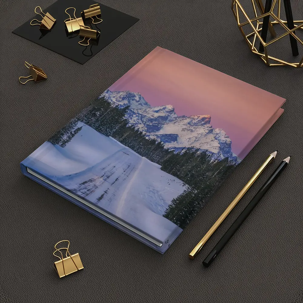 Snow Road Grand Teton Mountains Pink Sky – Notebooks