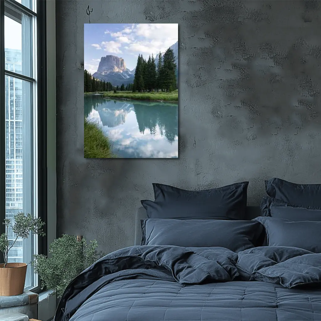Rocky Mountain Lake Forest Reflection Landscape – Wall Art