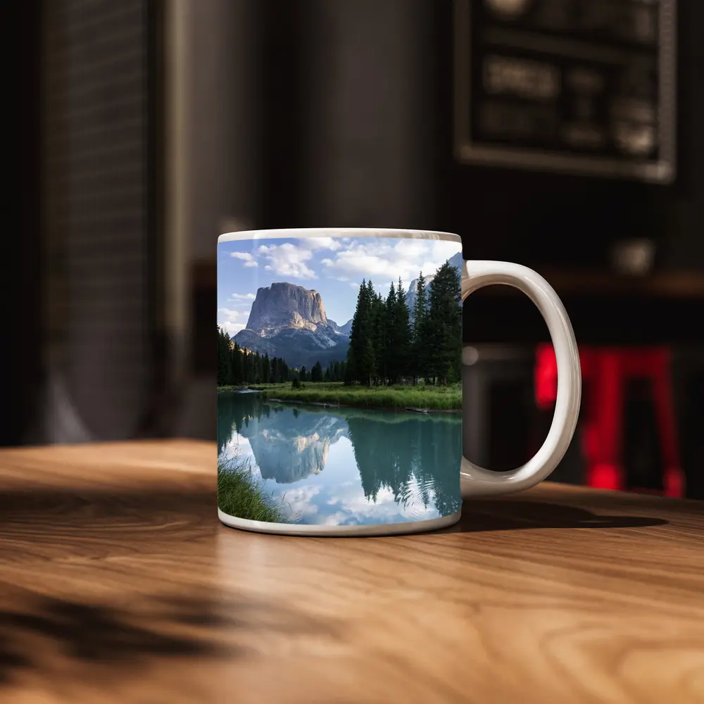 Rocky Mountain Lake Forest Reflection Landscape – Mugs