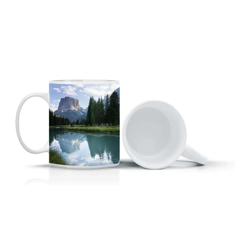 Rocky Mountain Lake Forest Reflection Landscape – Mugs