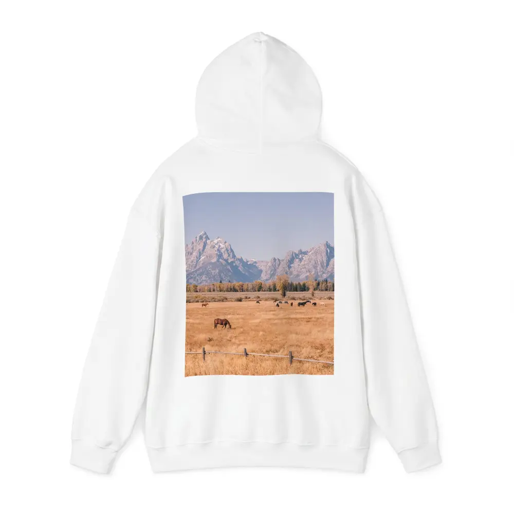 Horses Grazing Grand Teton Mountains Autumn – Hoodies