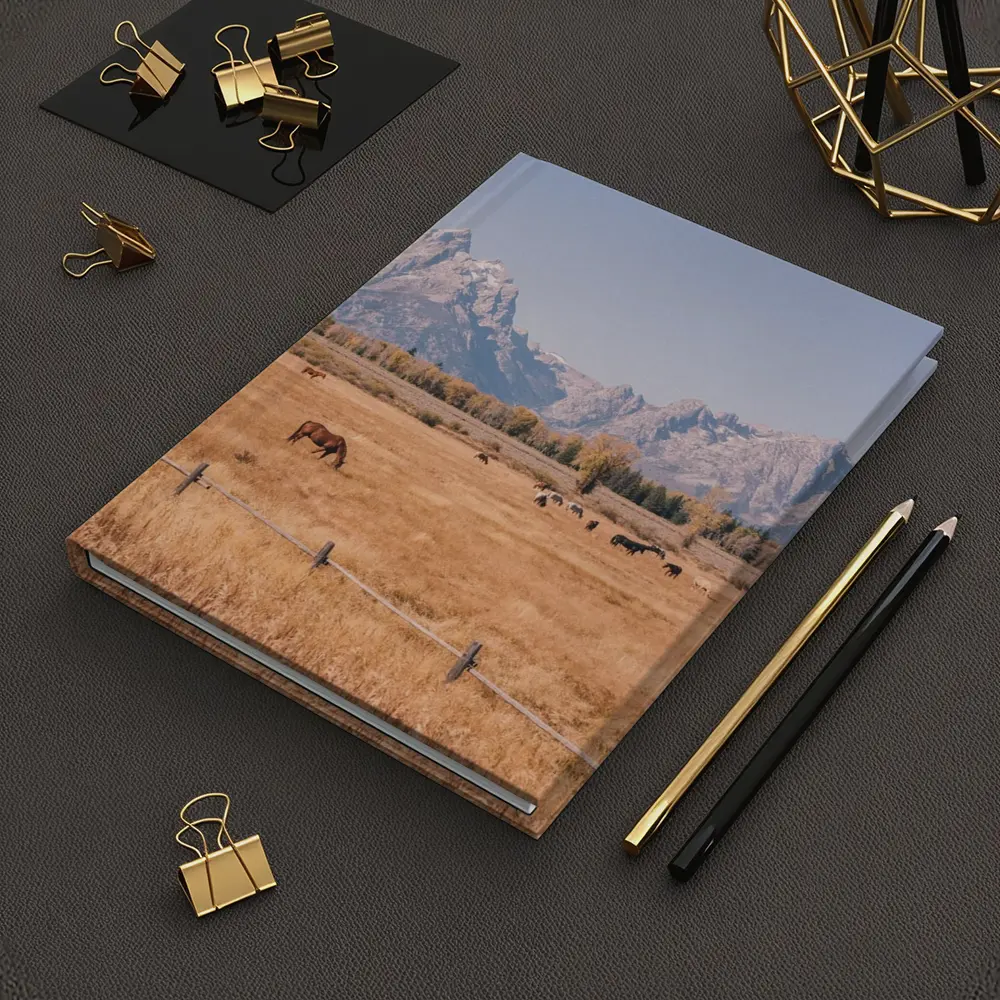 Horses Grazing Grand Teton Mountains Autumn – Notebooks