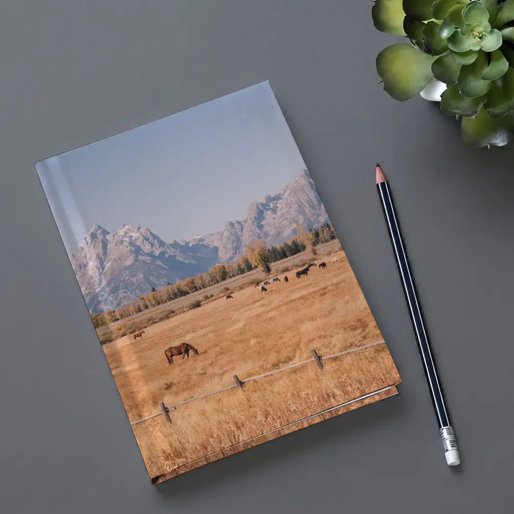 Horses Grazing Grand Teton Mountains Autumn – Notebooks