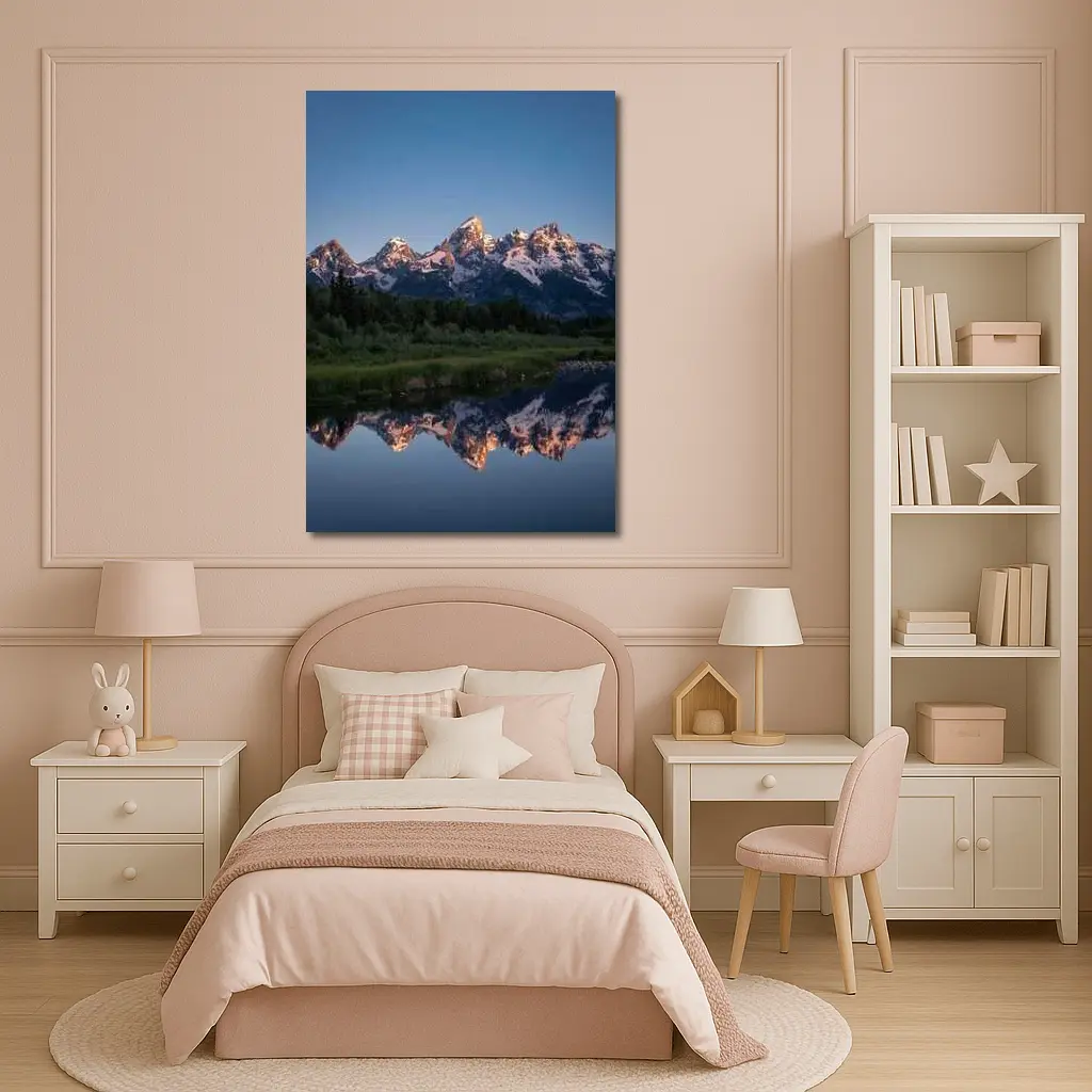 Grand Teton Mountains Reflected In Still River – Wall Art