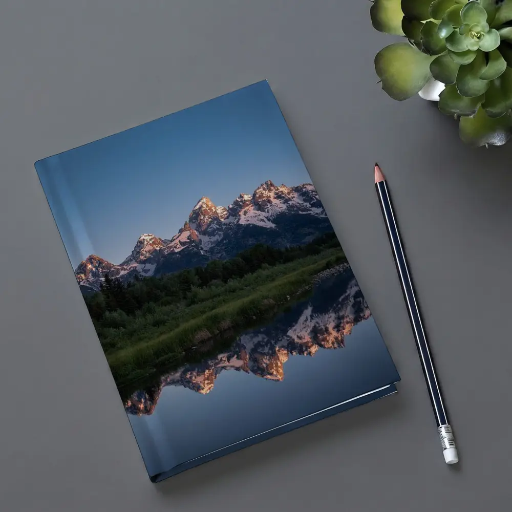 Grand Teton Mountains Reflected In Still River – Notebooks