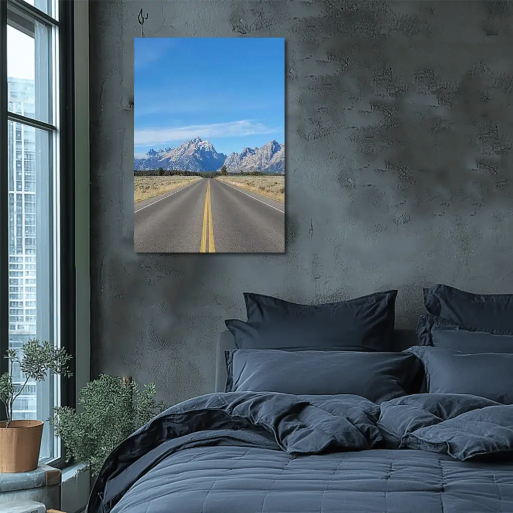 Open Road Leading to Grand Teton Mountains – Wall Art