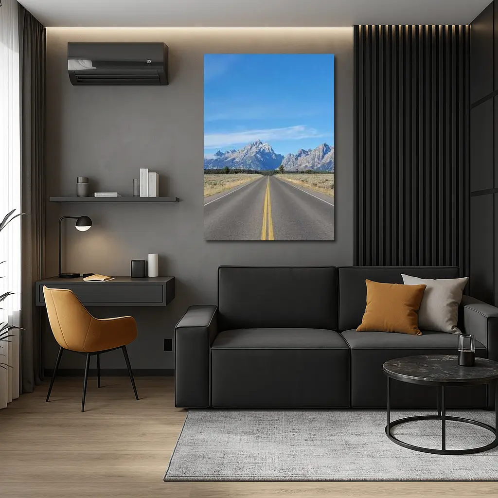 Open Road Leading to Grand Teton Mountains – Wall Art