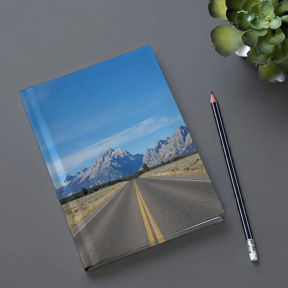 Open Road Leading to Grand Teton Mountains – Notebooks