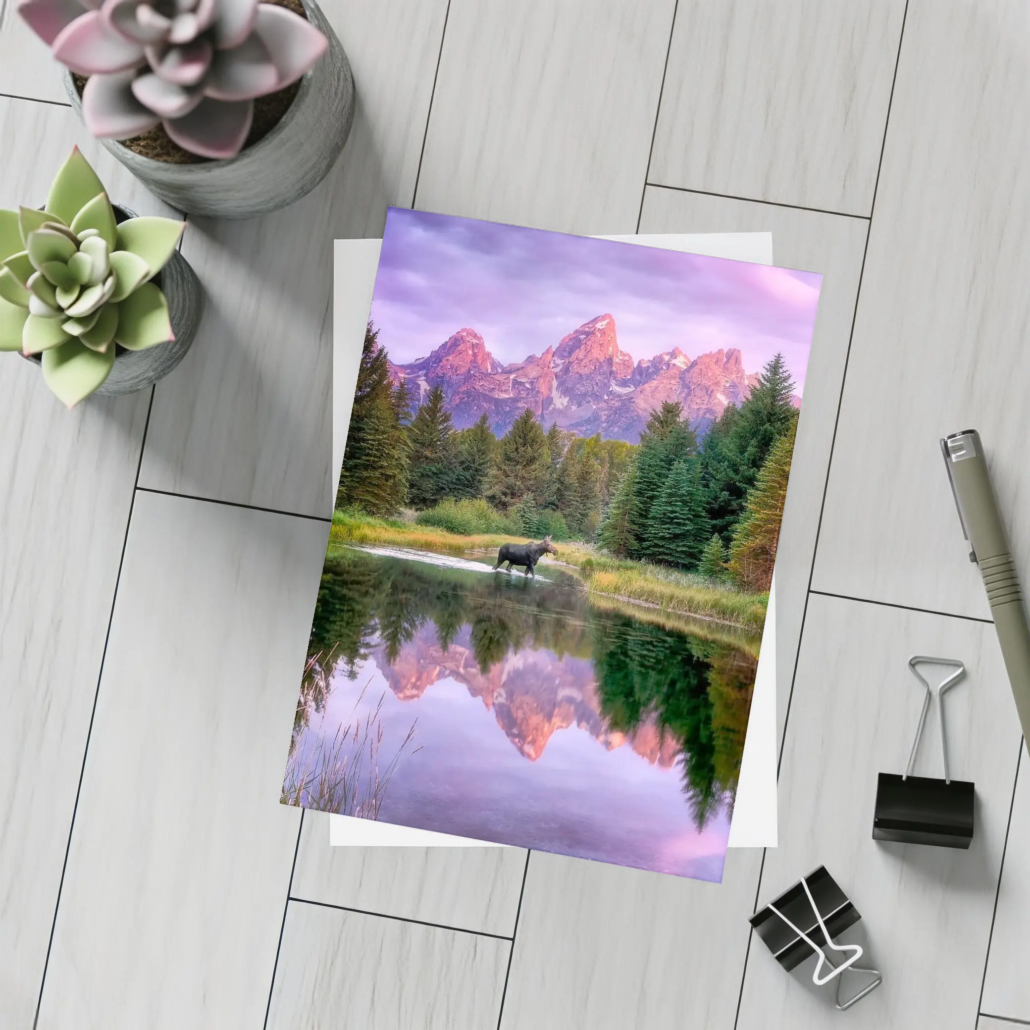 Moose Crossing River Grand Teton Mountains – Postcards