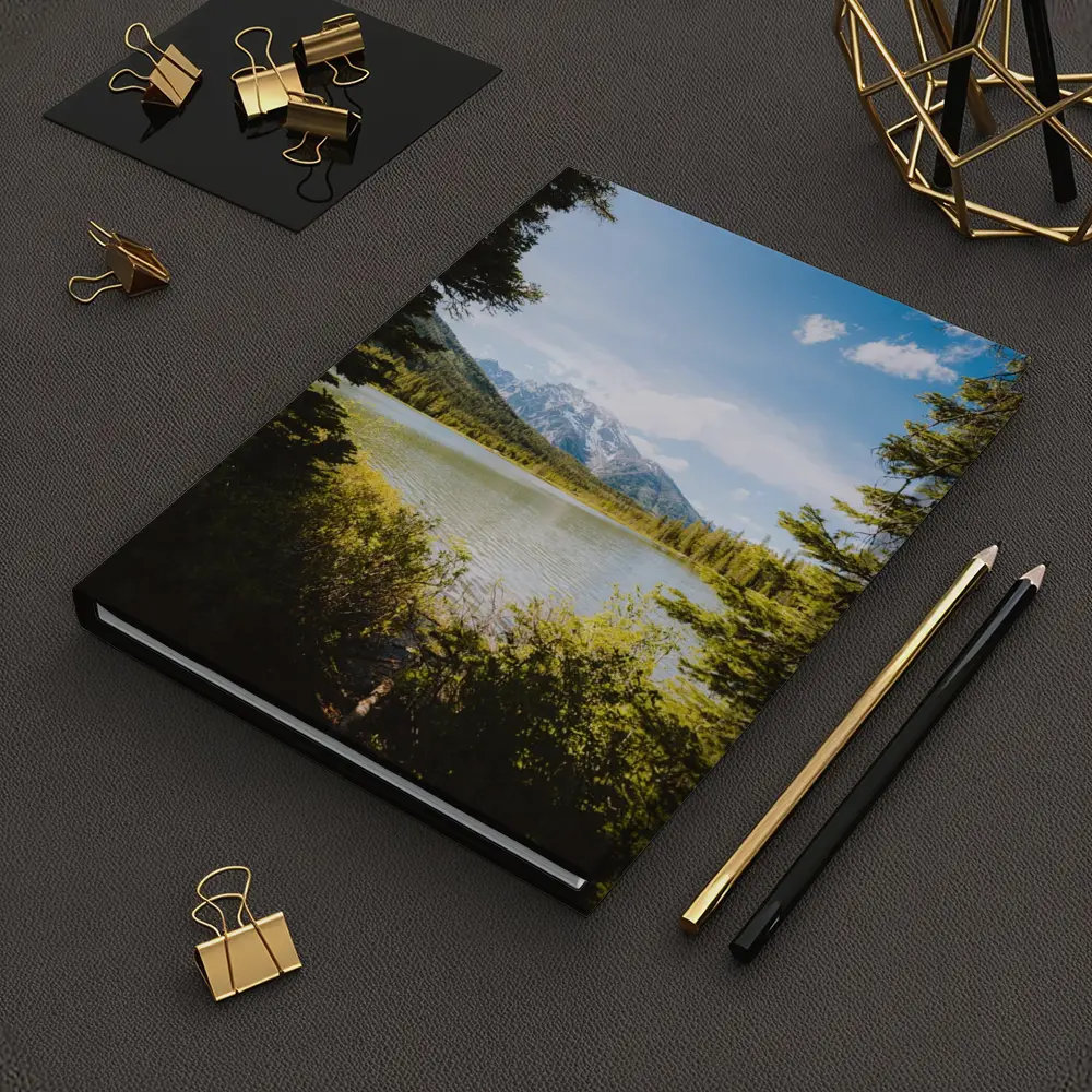 Mountain Lake View Through Pine Trees – Notebooks