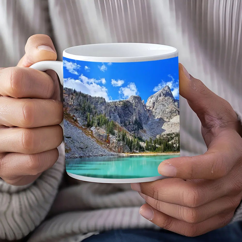 Turquoise Alpine Lake Rocky Mountain Peaks – Mugs