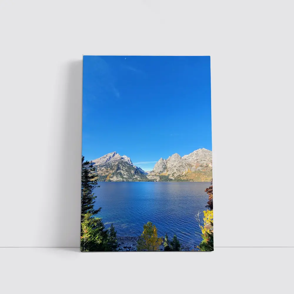 Grand Teton Mountains Blue Lake Autumn View – Wall Art