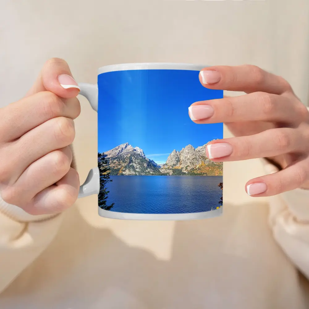 Grand Teton Mountains Blue Lake Autumn View – Mugs