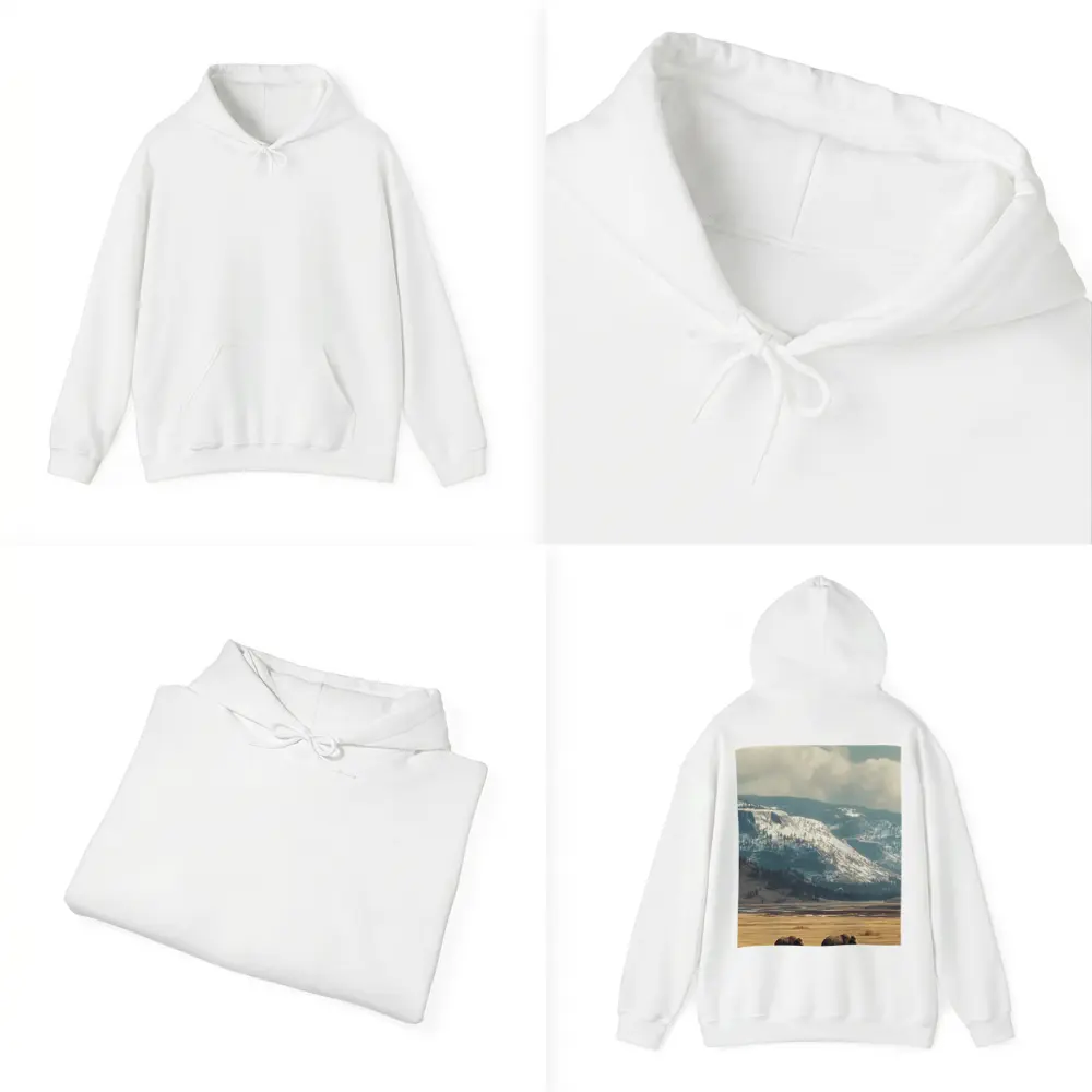 Two Elephants Walking Snowy Mountain Plains – Hoodies