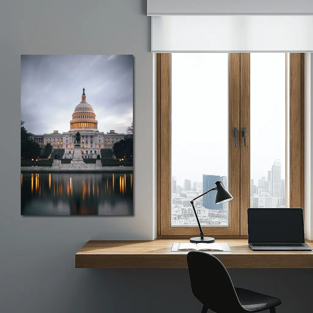 US Capitol Building Reflecting Pool Dusk Sky – Wall Art