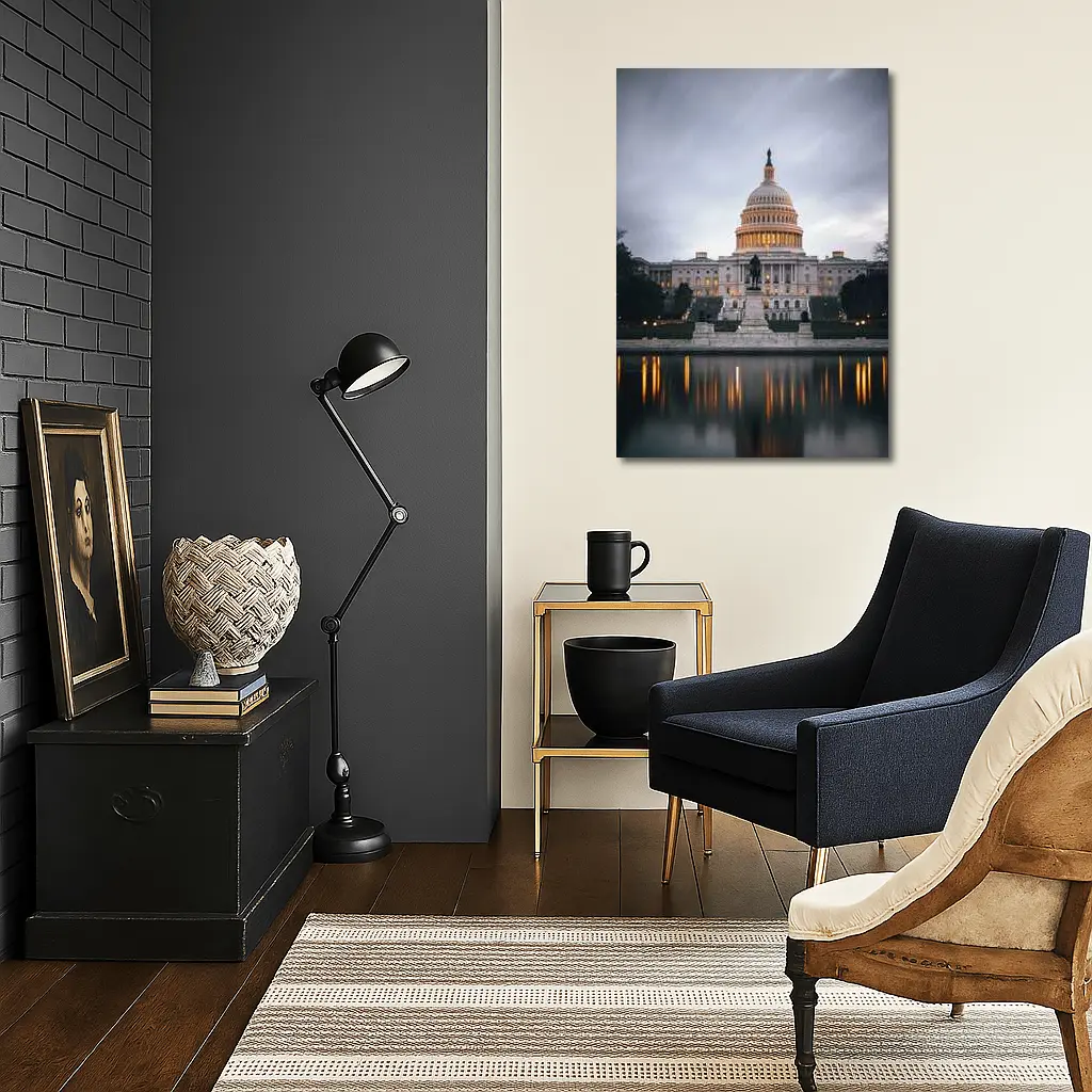 US Capitol Building Reflecting Pool Dusk Sky – Wall Art