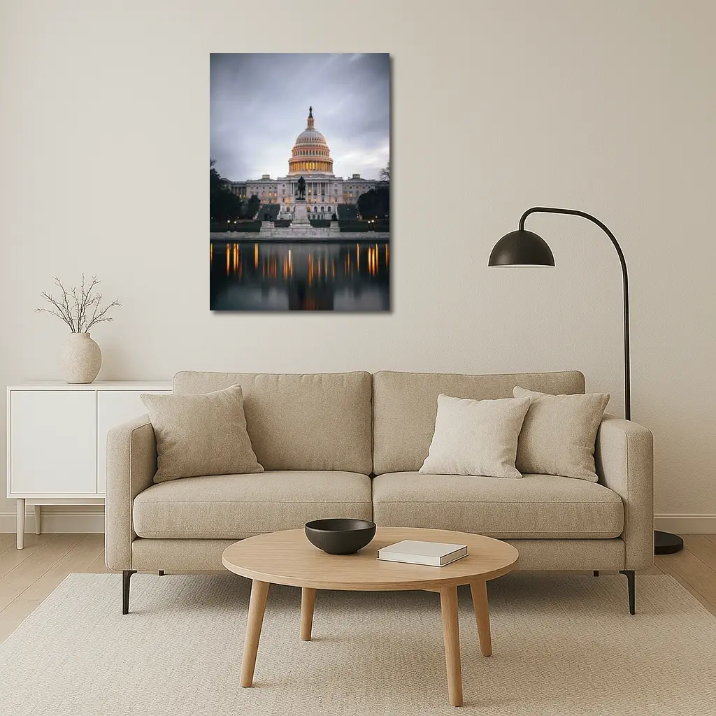 US Capitol Building Reflecting Pool Dusk Sky – Wall Art