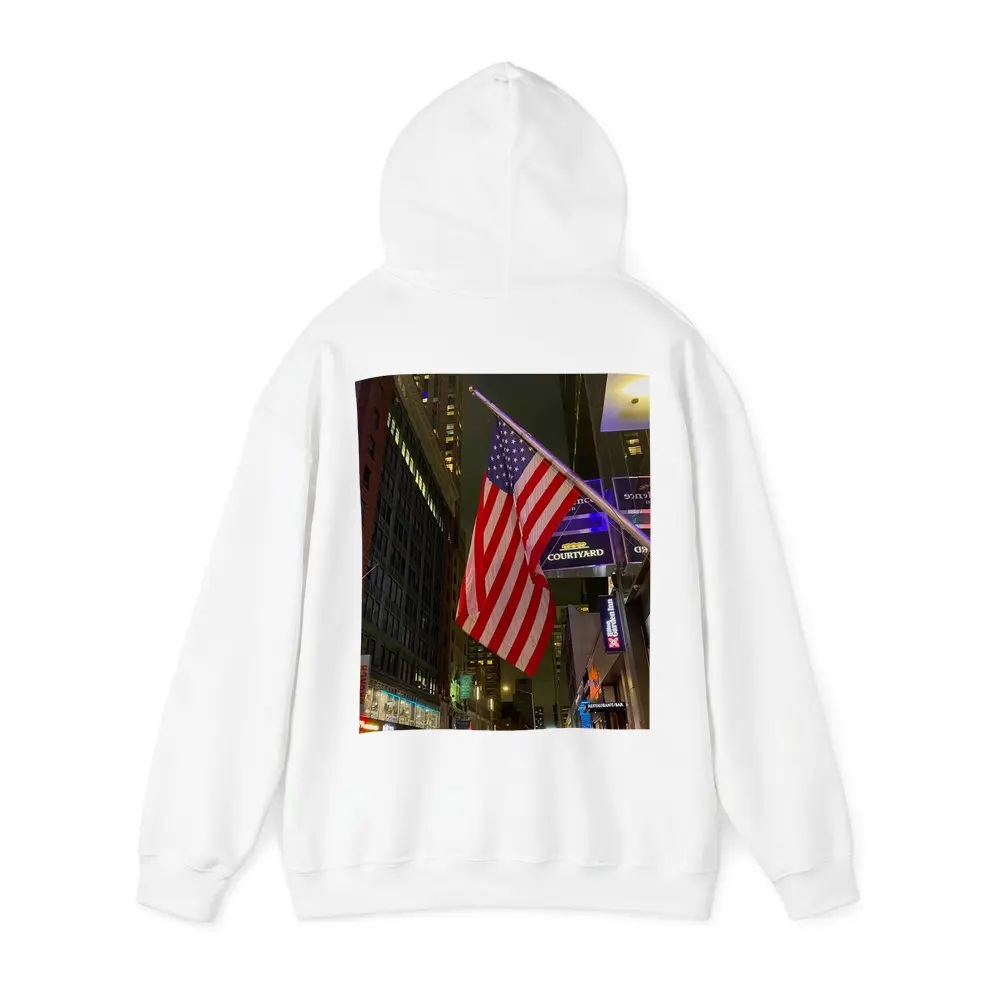 American Flag New York City Night Street – Hoodies