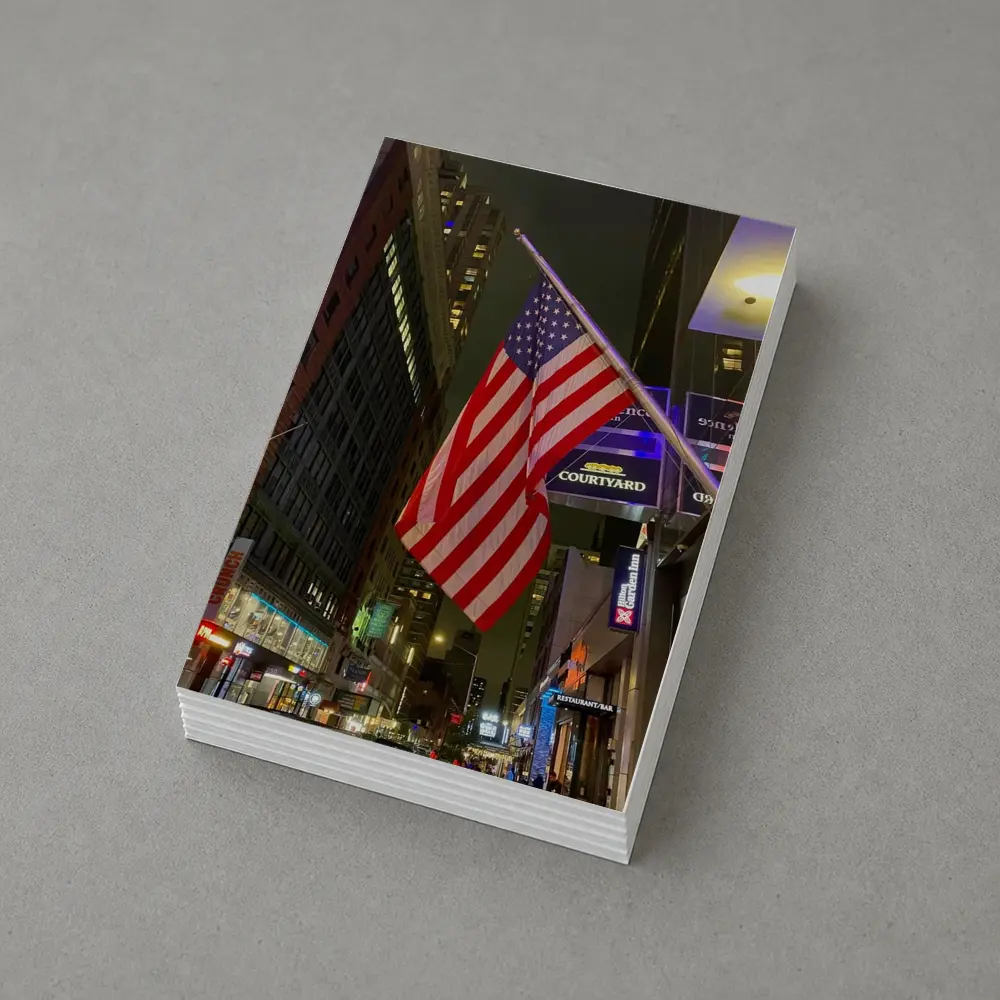 American Flag New York City Night Street – Postcards