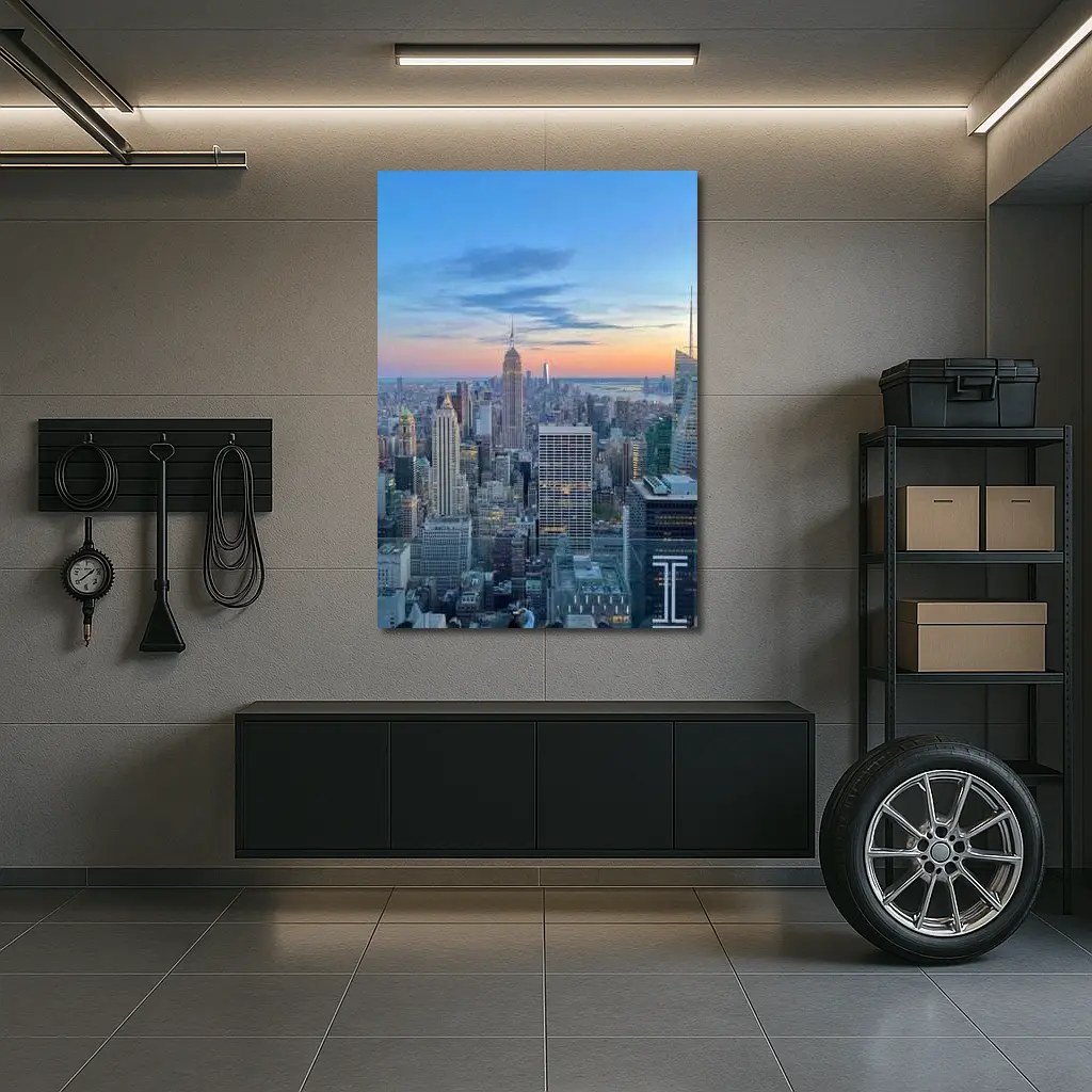 New York City Skyline Sunset Rooftop View – Wall Art
