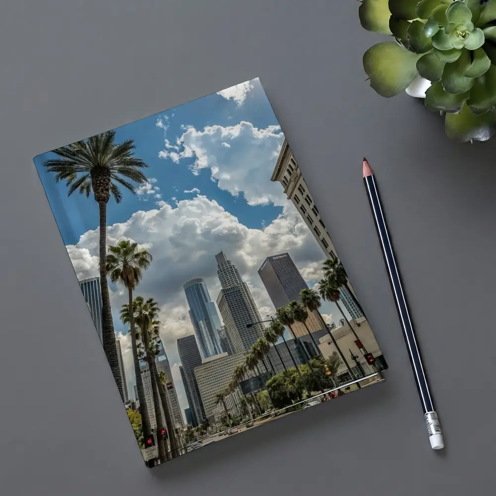 Los Angeles Downtown Skyline Palm Trees Street – Notebooks