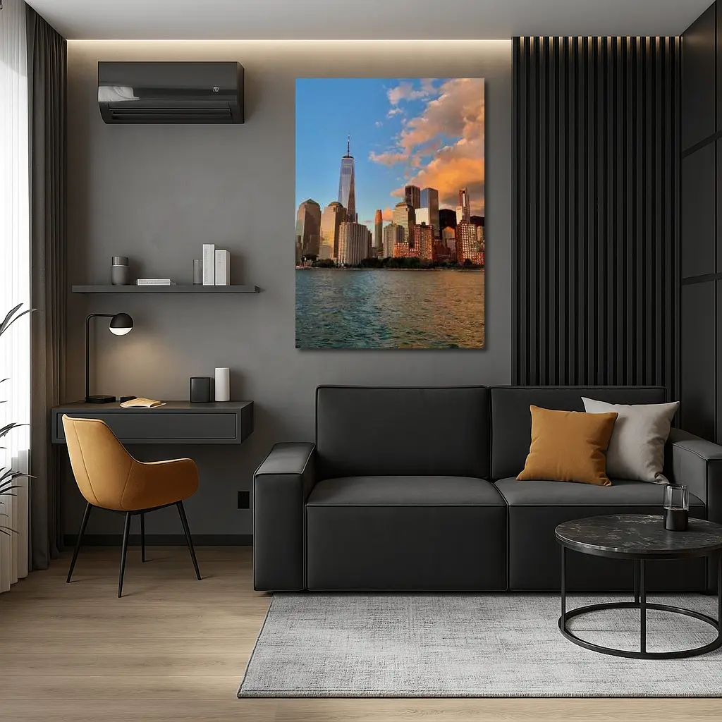 New York City Skyline Golden Sunset View – Wall Art